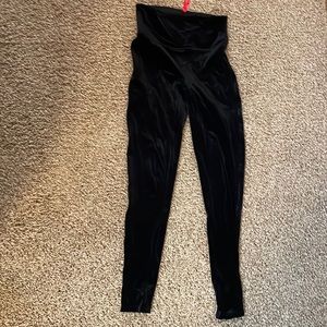 Spanx black velvet leggings.